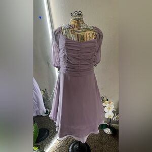 Altar'd State Purple Ruched Sundress with Bishop Sleeves